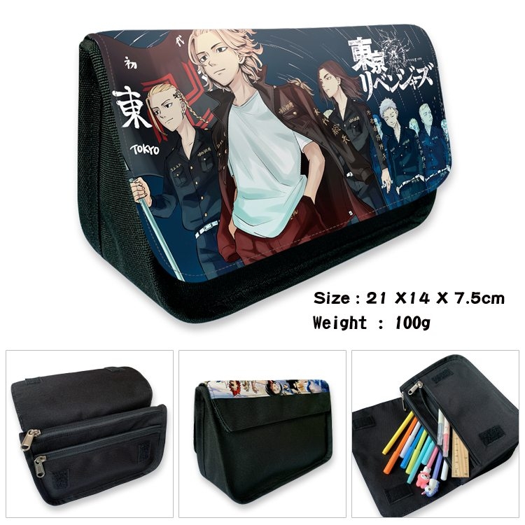 Tokyo Revengers Anime Velcro canvas zipper pencil case Pencil Bag 21×14×7.5cm