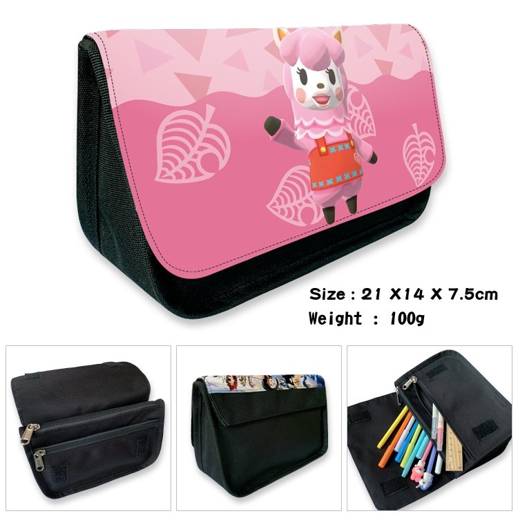 Animal Crossing Anime Velcro canvas zipper pencil case Pencil Bag 21×14×7.5cm