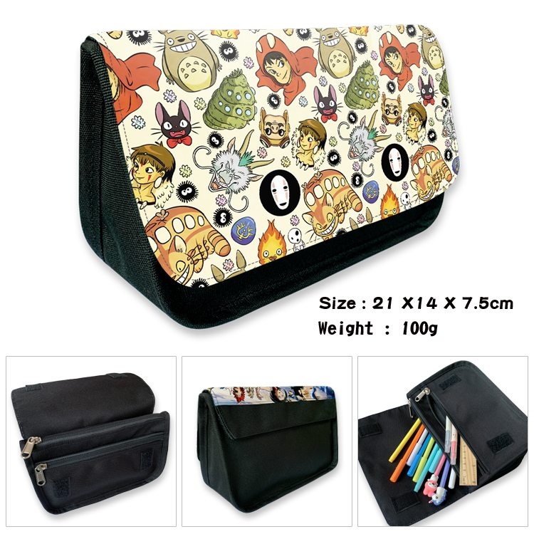 TOTORO Anime Velcro canvas zipper pencil case Pencil Bag 21×14×7.5cm