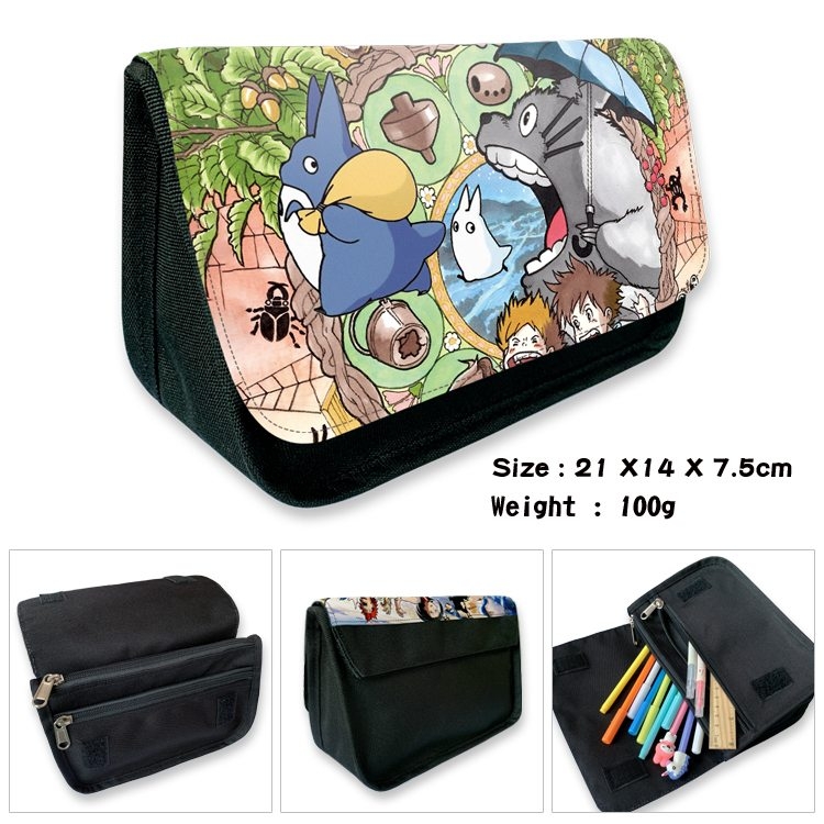 TOTORO Anime Velcro canvas zipper pencil case Pencil Bag 21×14×7.5cm