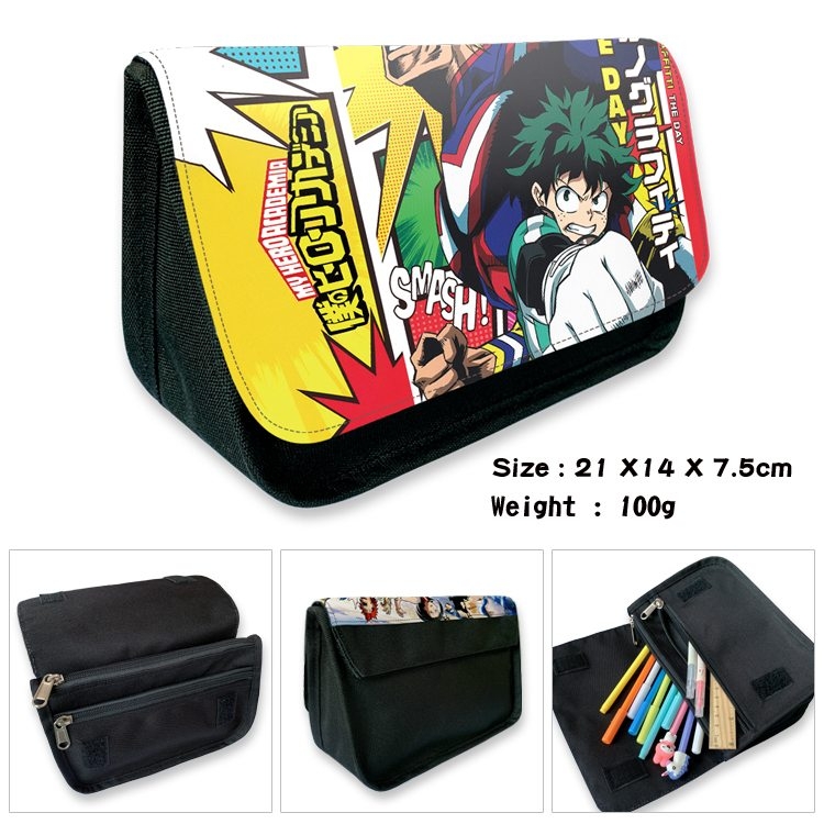 My Hero Academia Anime Velcro canvas zipper pencil case Pencil Bag 21×14×7.5cm