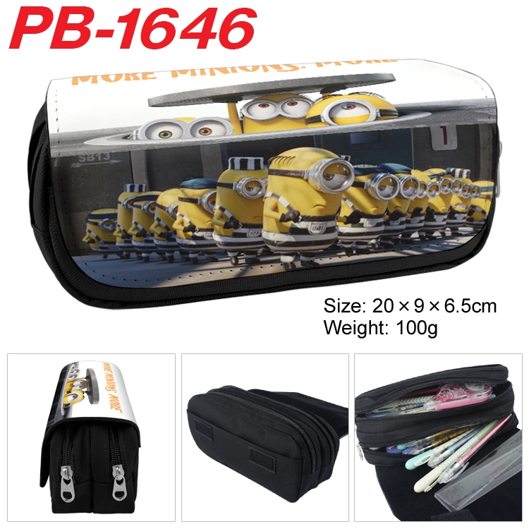 Minions Anime double-layer pu leather printing pencil case 20×9×6.5cm PB-1646