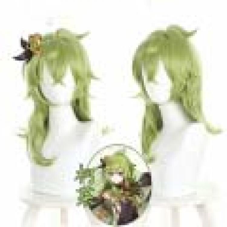 Genshin Impact  Grass green long sideburns upturned short hair cosplay wig 539G
