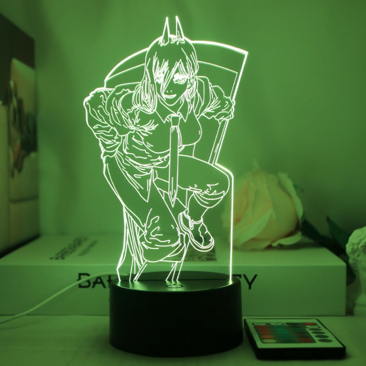 Chainsaw man 3D night light USB touch switch colorful acrylic table lamp BLACK BASE 1892