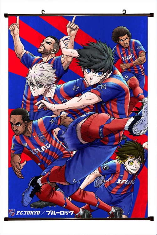 BLUE LOCK Anime black Plastic rod Cloth painting Wall Scroll 60X90CM  L2-14