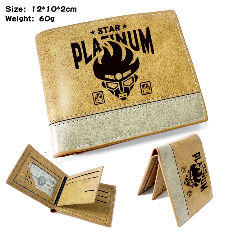 JoJos Bizarre Adventure Anime high quality PU two fold embossed wallet 12X10X2CM 60G