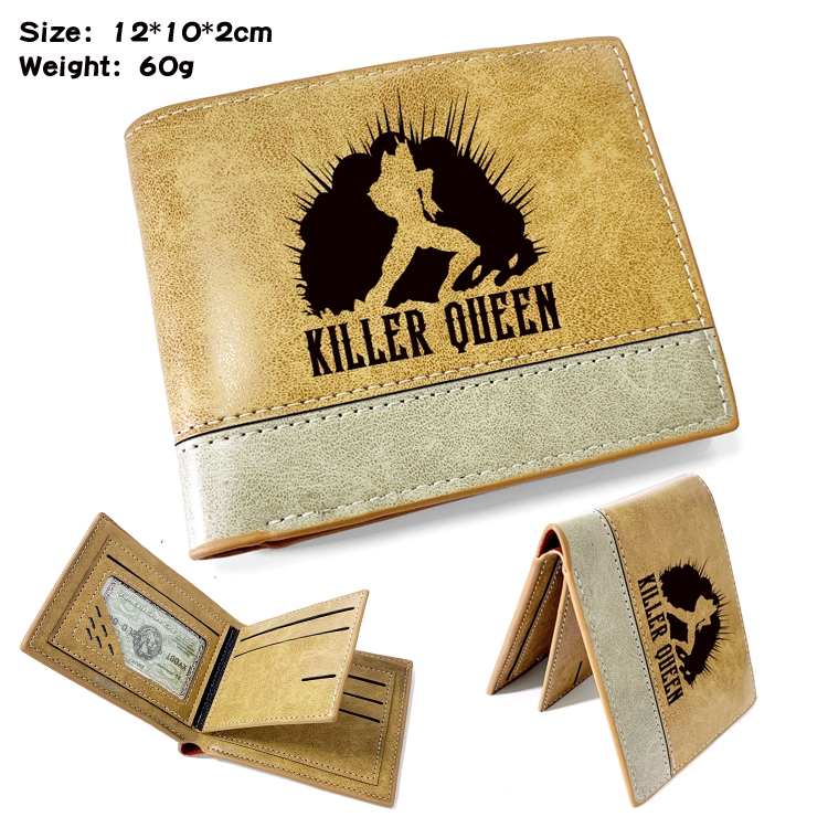 JoJos Bizarre Adventure Anime high quality PU two fold embossed wallet 12X10X2CM 60G