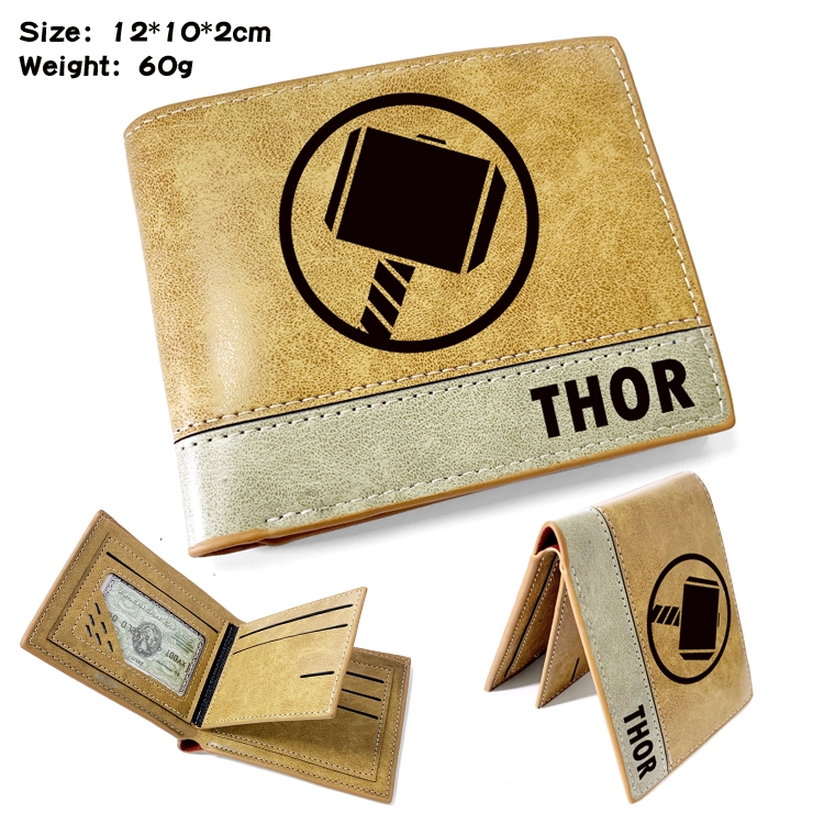 Superhero Movie Anime high quality PU two fold embossed wallet 12X10X2CM 60G