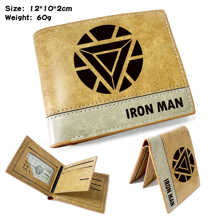 Superhero Movie Anime high quality PU two fold embossed wallet 12X10X2CM 60G