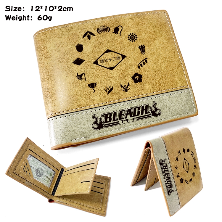 Bleach Anime high quality PU two fold embossed wallet 12X10X2CM 60G