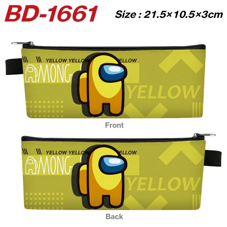 AMONG US Anime PU Leather Zipper Pencil Case Stationery Box 21.5X10.5X3CM  BD-1661A