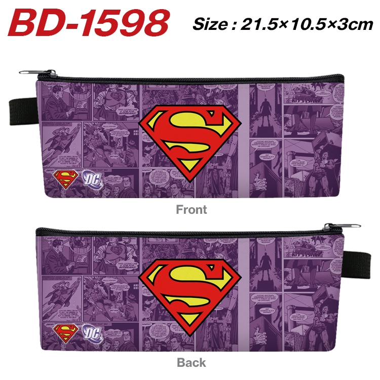 Superhero Movie Anime PU Leather Zipper Pencil Case Stationery Box 21.5X10.5X3CM BD-1598A