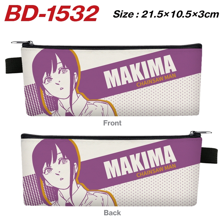 Chainsaw man Anime PU Leather Zipper Pencil Case Stationery Box 21.5X10.5X3CM BD-1532A