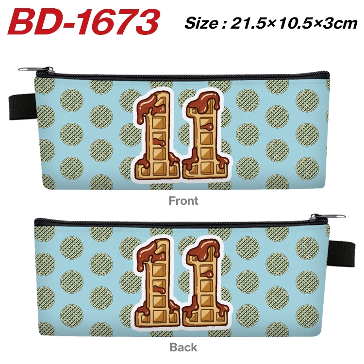 Stranger Things Anime PU Leather Zipper Pencil Case Stationery Box 21.5X10.5X3CM BD-1673A