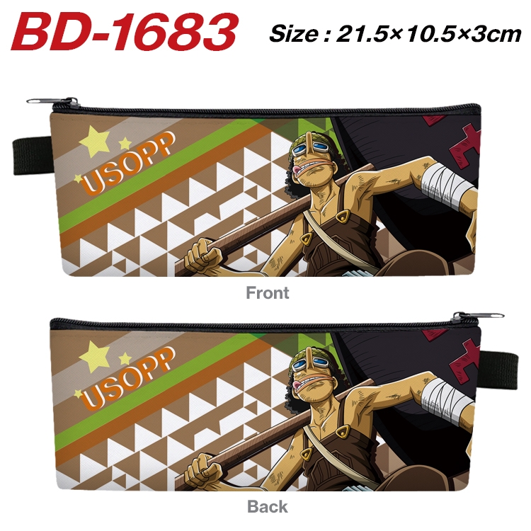 One Piece Anime PU Leather Zipper Pencil Case Stationery Box 21.5X10.5X3CM  BD-1683A