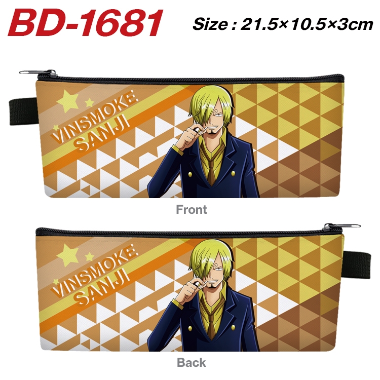 One Piece Anime PU Leather Zipper Pencil Case Stationery Box 21.5X10.5X3CM  BD-1681A