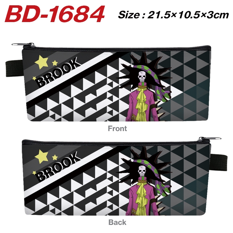 One Piece Anime PU Leather Zipper Pencil Case Stationery Box 21.5X10.5X3CM BD-1684A