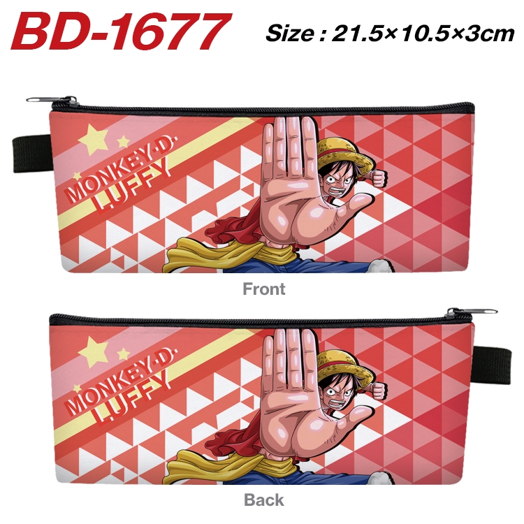 One Piece Anime PU Leather Zipper Pencil Case Stationery Box 21.5X10.5X3CM  BD-1677A