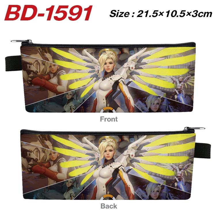Overwatch Anime PU Leather Zipper Pencil Case Stationery Box 21.5X10.5X3CM  BD-1591A
