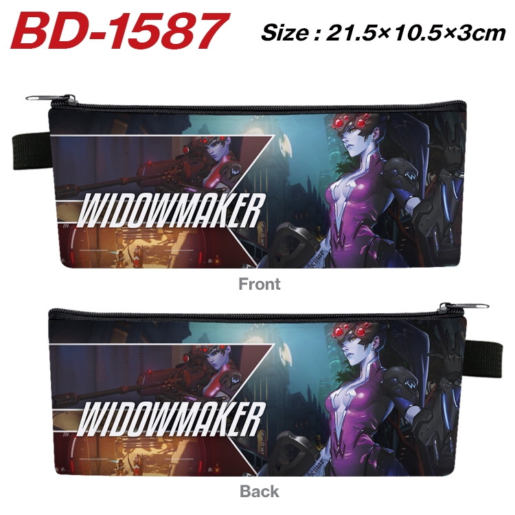 Overwatch Anime PU Leather Zipper Pencil Case Stationery Box 21.5X10.5X3CM BD-1587A