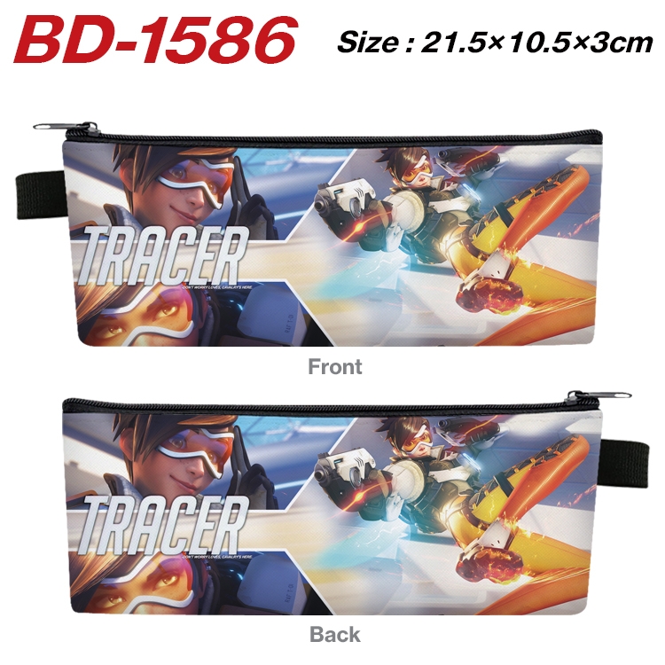 Overwatch Anime PU Leather Zipper Pencil Case Stationery Box 21.5X10.5X3CM BD-1586A