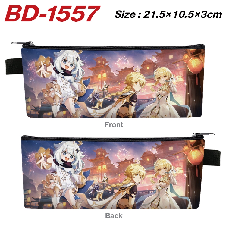 Genshin Impact Anime PU Leather Zipper Pencil Case Stationery Box 21.5X10.5X3CM  BD-1557A