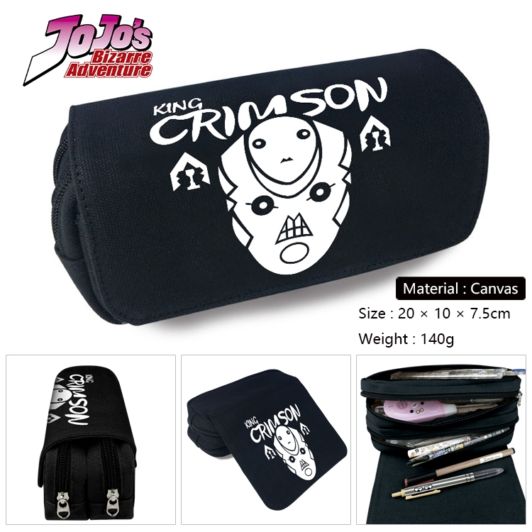 JoJos Bizarre Adventure Anime Multi-Function Double Zipper Canvas Cosmetic Bag Pen Case 20x10x7.5cm