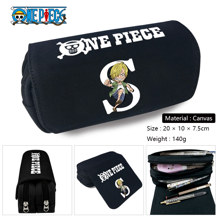 One Piece Anime Multi-Function Double Zipper Canvas Cosmetic Bag Pen Case 20x10x7.5cm