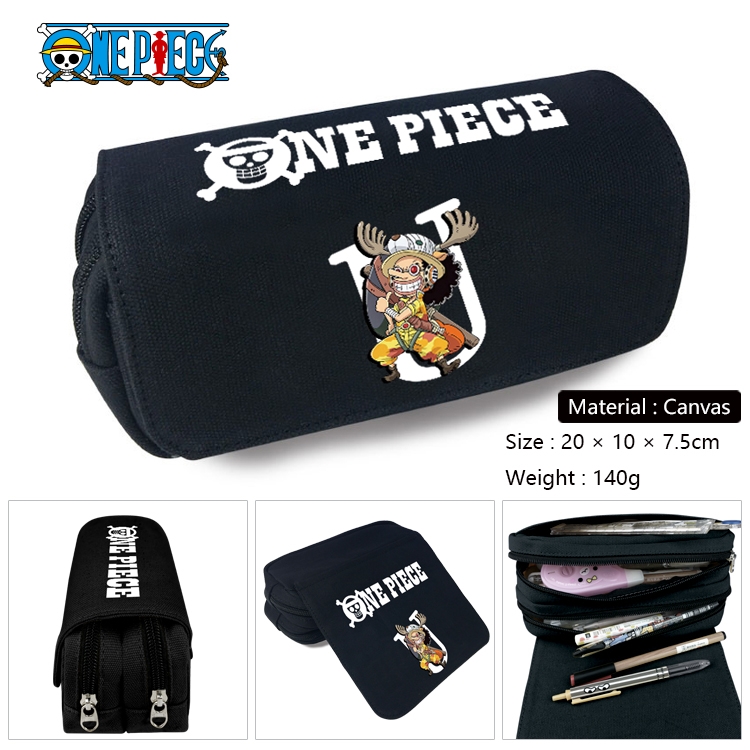One Piece Anime Multi-Function Double Zipper Canvas Cosmetic Bag Pen Case 20x10x7.5cm