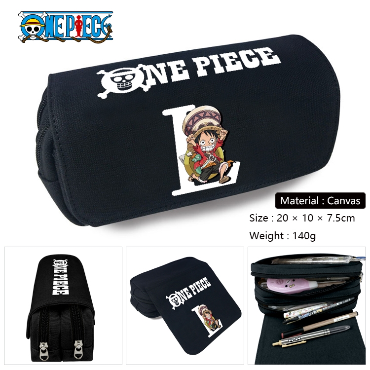 One Piece Anime Multi-Function Double Zipper Canvas Cosmetic Bag Pen Case 20x10x7.5cm