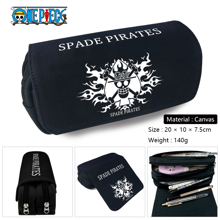 One Piece Anime Multi-Function Double Zipper Canvas Cosmetic Bag Pen Case 20x10x7.5cm