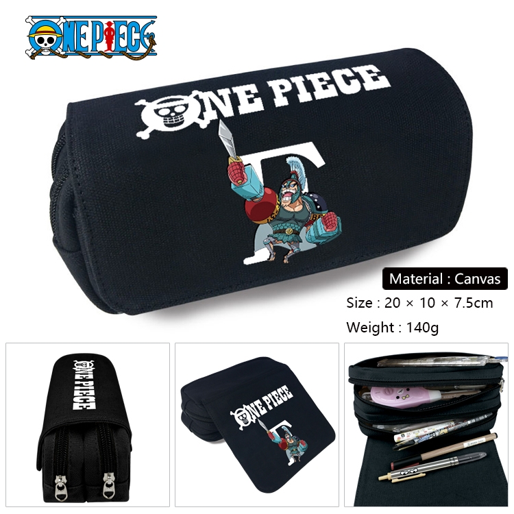 One Piece Anime Multi-Function Double Zipper Canvas Cosmetic Bag Pen Case 20x10x7.5cm