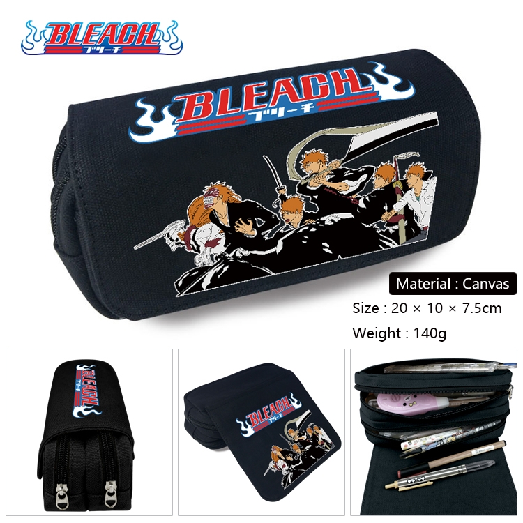 Bleach Anime Multi-Function Double Zipper Canvas Cosmetic Bag Pen Case 20x10x7.5cm