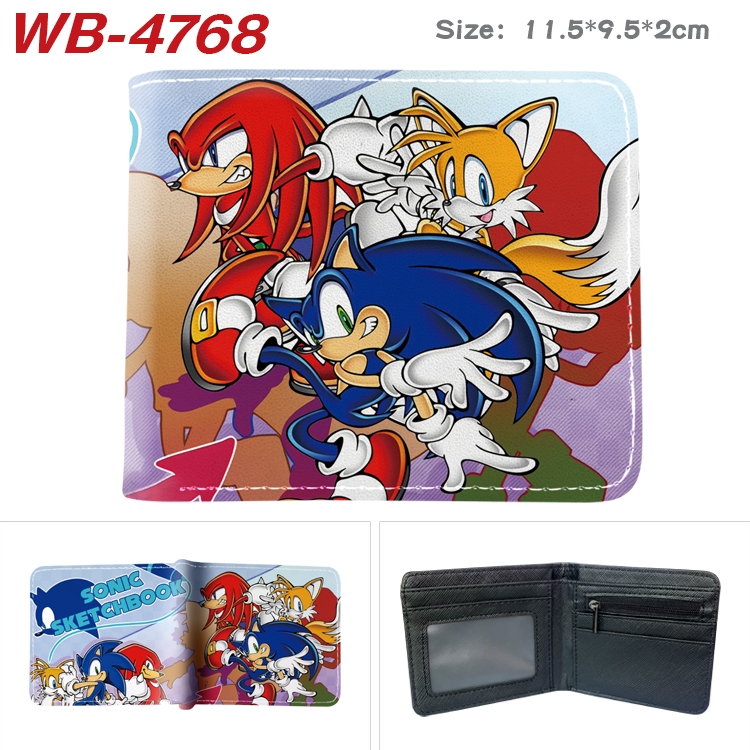 Sonic The Hedgehog Animation color PU leather half fold wallet 11.5X9X2CM WB-4768A
