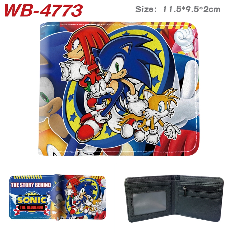 Sonic The Hedgehog Animation color PU leather half fold wallet 11.5X9X2CM WB-4773A