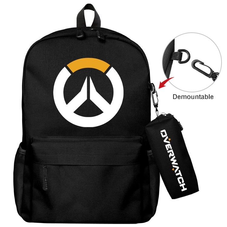 Overwatch Animation backpack schoolbag small pen bag set mother and child schoolbag 43X35X12CM