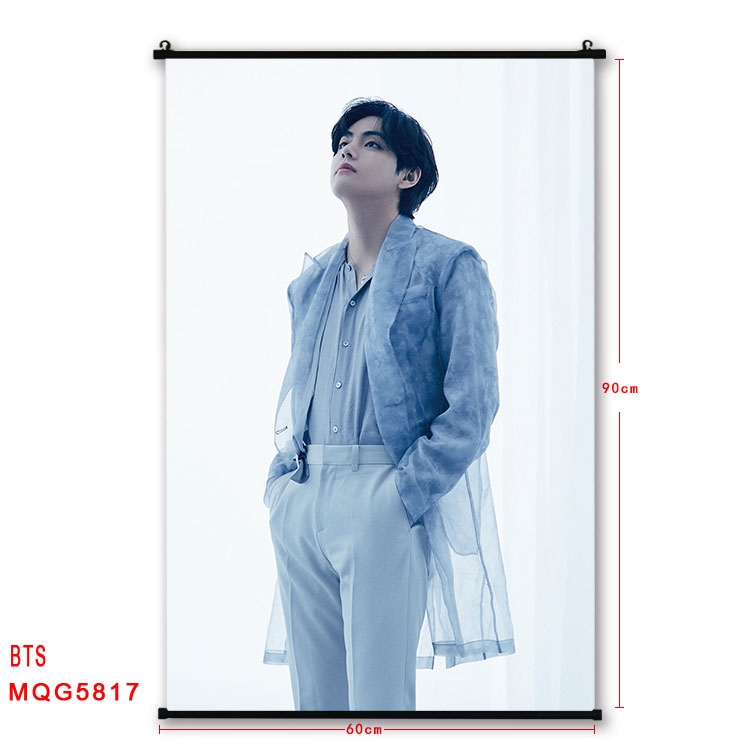 BTS Movie stars black Plastic rod Cloth painting Wall Scroll 60X90CM MQG-5817