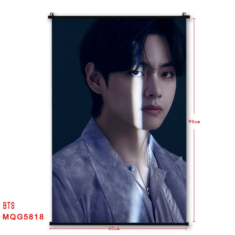BTS Movie stars black Plastic rod Cloth painting Wall Scroll 60X90CM MQG-5818