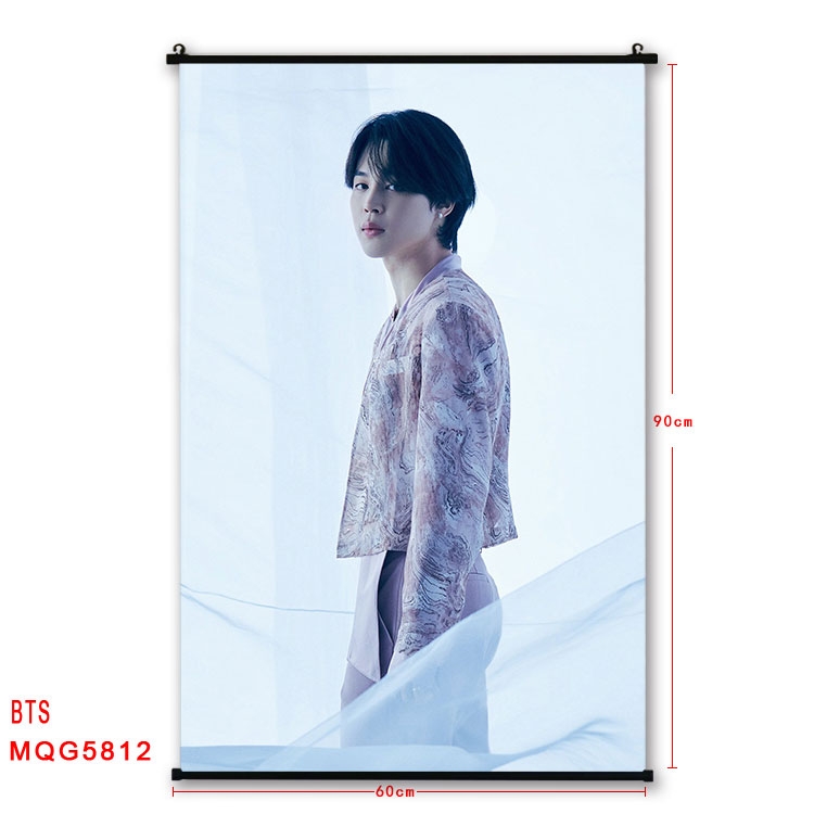 BTS Movie stars black Plastic rod Cloth painting Wall Scroll 60X90CM MQG-5812
