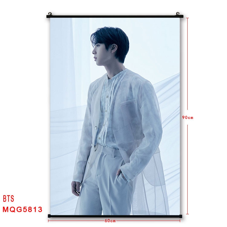 BTS Movie stars black Plastic rod Cloth painting Wall Scroll 60X90CM  MQG-5813