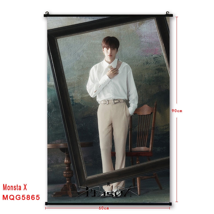 Monsta X stars black Plastic rod Cloth painting Wall Scroll 60X90CM MQG-5865