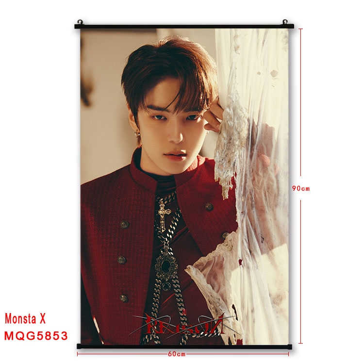 Monsta X stars black Plastic rod Cloth painting Wall Scroll 60X90CM MQG-5853