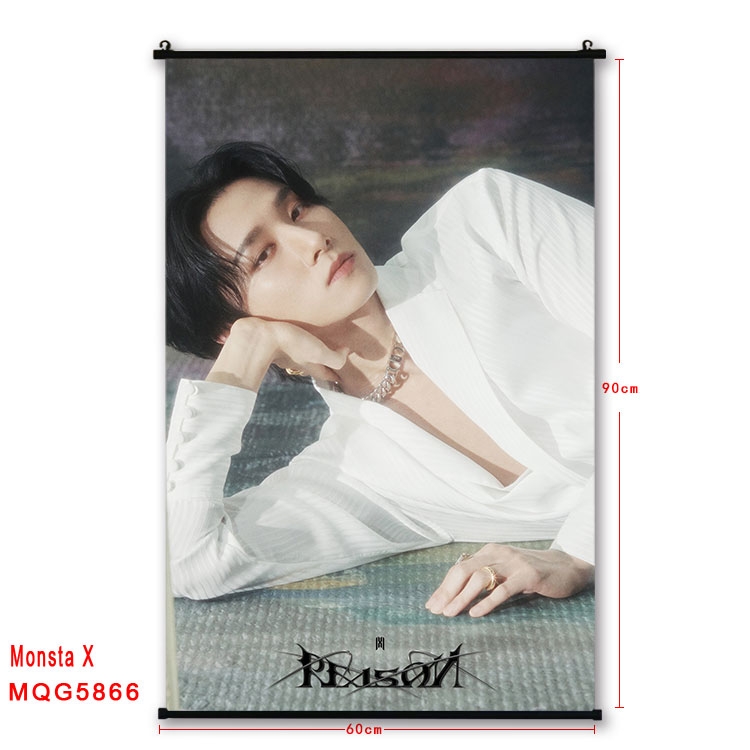 Monsta X stars black Plastic rod Cloth painting Wall Scroll 60X90CM MQG-5866