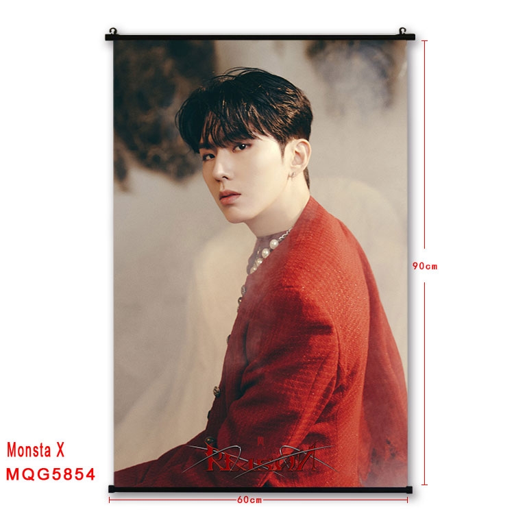 Monsta X stars black Plastic rod Cloth painting Wall Scroll 60X90CM MQG-5854