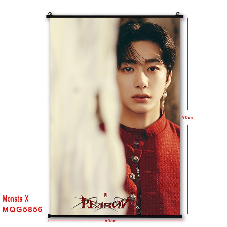 Monsta X stars black Plastic rod Cloth painting Wall Scroll 60X90CM MQG-5856