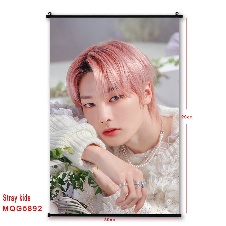 Stray kids  stars black Plastic rod Cloth painting Wall Scroll 60X90CM