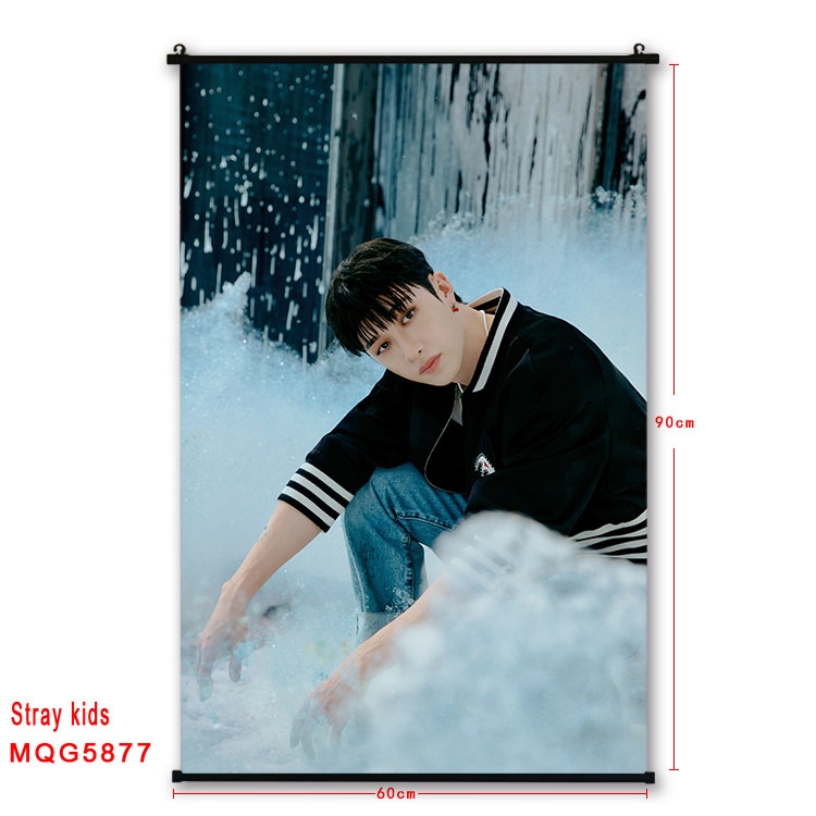 Stray kids  stars black Plastic rod Cloth painting Wall Scroll 60X90CM