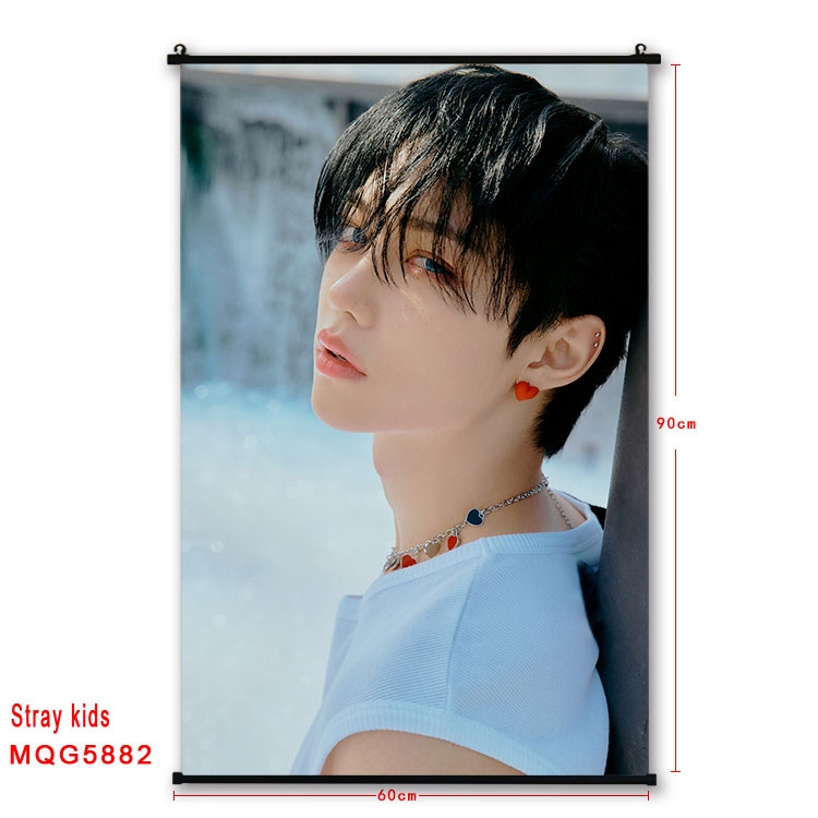 Stray kids  stars black Plastic rod Cloth painting Wall Scroll 60X90CM