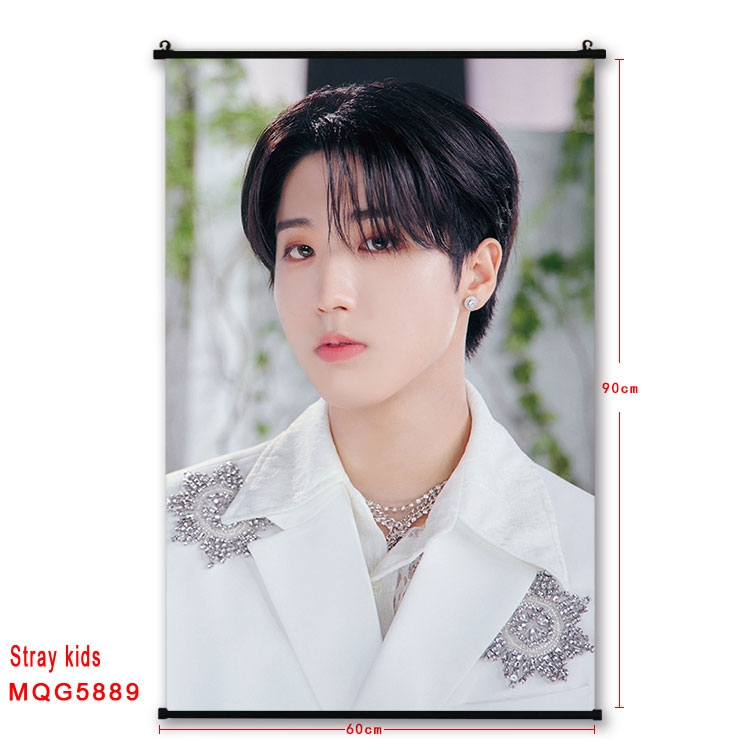 Stray kids  stars black Plastic rod Cloth painting Wall Scroll 60X90CM