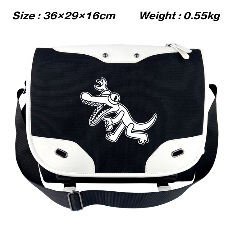Rainbow friend Black and white anime waterproof nylon shoulder messenger bag schoolbag 36X29X16CM